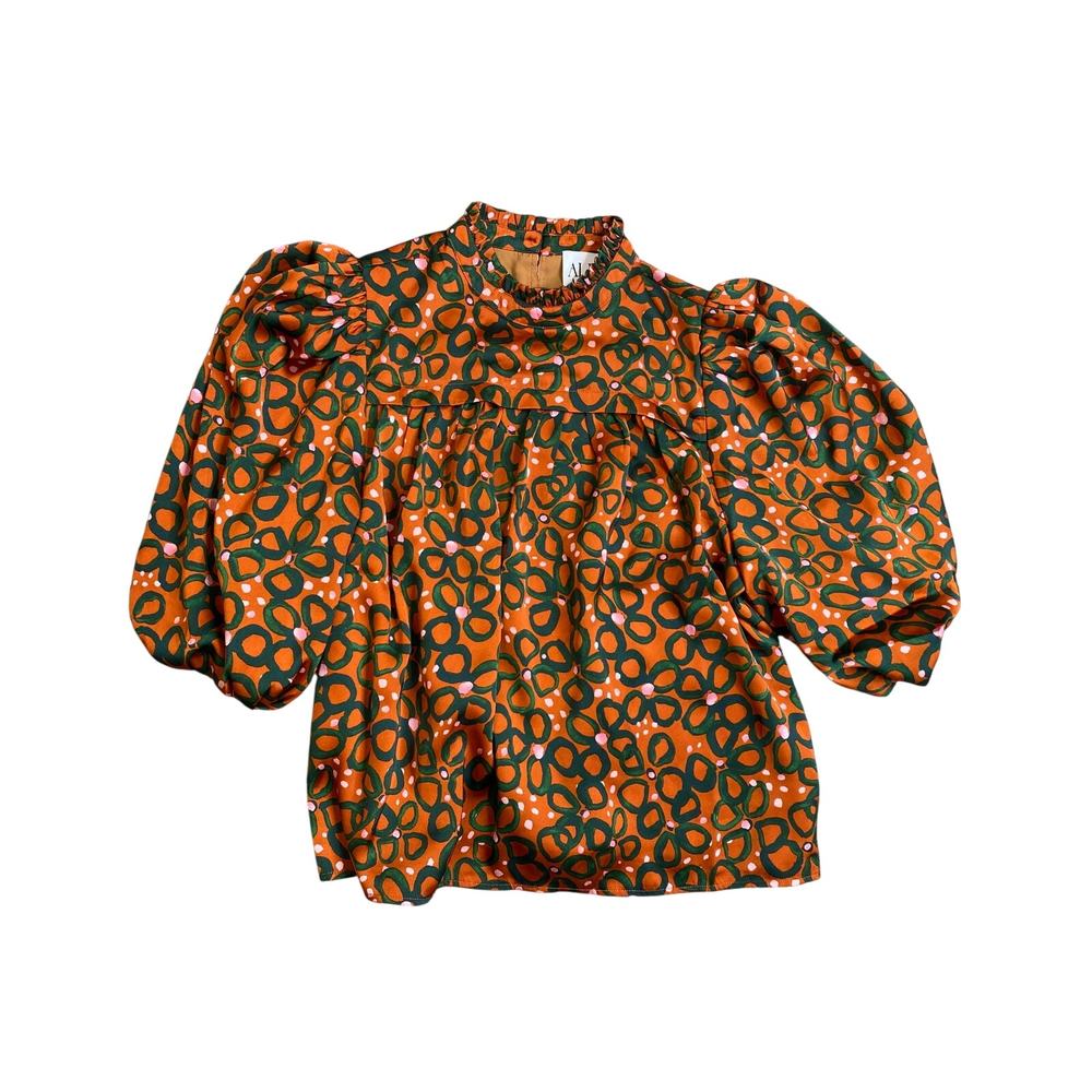 Alden Aldaire Short Sleeve Mel Top, Disco Flower, Brown/ green, Large, 198$ - Picture 1 of 11